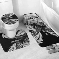 New Zealand Rugby Pacific Personalised Bathroom Set All Black Maori Pasifika Fern Pattern LT9 Mat Set Only (3 pcs) One Size Black - Polynesian Pride