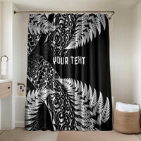New Zealand Rugby Pacific Personalised Bathroom Set All Black Maori Pasifika Fern Pattern LT9 Shower Curtain Only Black - Polynesian Pride