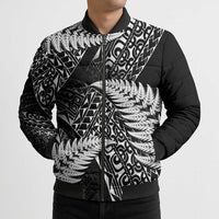 New Zealand Rugby Pacific Personalised Bomber Puffer Jacket All Black Maori Pasifika Fern Pattern - Polynesian Pride