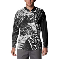 New Zealand Rugby Pacific Personalised Button Sweatshirt All Black Maori Pasifika Fern Pattern