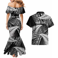 New Zealand Rugby Pacific Personalised Couples Matching Mermaid Dress and Hawaiian Shirt All Black Maori Pasifika Fern Pattern