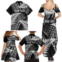 New Zealand Rugby Pacific Personalised Family Matching Summer Maxi Dress and Hawaiian Shirt All Black Maori Pasifika Fern Pattern