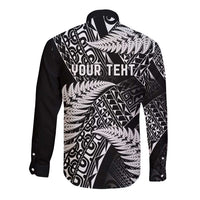 New Zealand Rugby Pacific Personalised Long Sleeve Button Shirt All Black Maori Pasifika Fern Pattern
