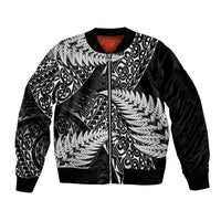 New Zealand Rugby Pacific Personalised Sleeve Zip Bomber Jacket All Black Maori Pasifika Fern Pattern