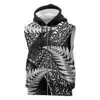 New Zealand Rugby Pacific Personalised Sleeveless Zip Hoodie All Black Maori Pasifika Fern Pattern LT9 Black - Polynesian Pride