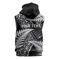 New Zealand Rugby Pacific Personalised Sleeveless Zip Hoodie All Black Maori Pasifika Fern Pattern LT9 - Polynesian Pride