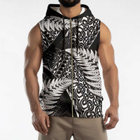 New Zealand Rugby Pacific Personalised Sleeveless Zip Hoodie All Black Maori Pasifika Fern Pattern LT9 - Polynesian Pride