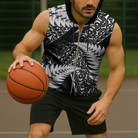 New Zealand Rugby Pacific Personalised Sleeveless Zip Hoodie All Black Maori Pasifika Fern Pattern LT9 - Polynesian Pride