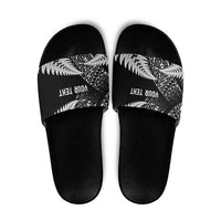 New Zealand Rugby Pacific Personalised Slide Sandals All Black Maori Pasifika Fern Pattern - Polynesian Pride