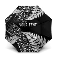 New Zealand Rugby Pacific Personalised Umbrella All Black Maori Pasifika Fern Pattern LT9 One Size Folded 11.42 inch Opened Diameter 37.4 inch Black - Polynesian Pride