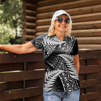 New Zealand Rugby Pacific Personalised Women Polo Shirt All Black Maori Pasifika Fern Pattern