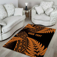New Zealand Rugby Pacific Personalised Area Rug All Gold Maori Pasifika Fern Pattern