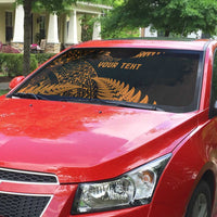 New Zealand Rugby Pacific Personalised Auto Sun Shade All Gold Maori Pasifika Fern Pattern LT9 - Polynesian Pride