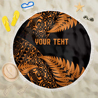 New Zealand Rugby Pacific Personalised Beach Blanket All Gold Maori Pasifika Fern Pattern