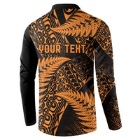 New Zealand Rugby Pacific Personalised Button Sweatshirt All Gold Maori Pasifika Fern Pattern