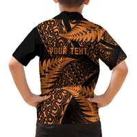 New Zealand Rugby Pacific Personalised Family Matching Long Sleeve Bodycon Dress and Hawaiian Shirt All Gold Maori Pasifika Fern Pattern