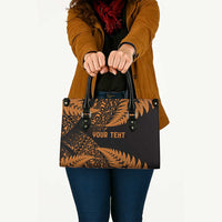 New Zealand Rugby Pacific Personalised Leather Bag All Gold Maori Pasifika Fern Pattern LT9 - Polynesian Pride