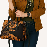 New Zealand Rugby Pacific Personalised Leather Bag All Gold Maori Pasifika Fern Pattern LT9 - Polynesian Pride