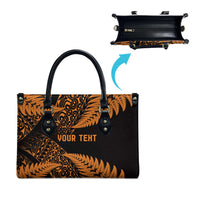 New Zealand Rugby Pacific Personalised Leather Bag All Gold Maori Pasifika Fern Pattern LT9 - Polynesian Pride