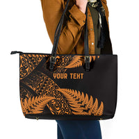 New Zealand Rugby Pacific Personalised Leather Tote Bag All Gold Maori Pasifika Fern Pattern