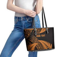 New Zealand Rugby Pacific Personalised Leather Tote Bag All Gold Maori Pasifika Fern Pattern