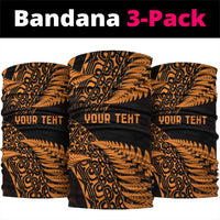 New Zealand Rugby Pacific Personalised Neck Gaiter All Gold Maori Pasifika Fern Pattern - Polynesian Pride