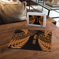 New Zealand Rugby Pacific Personalised Puzzle All Gold Maori Pasifika Fern Pattern - Polynesian Pride