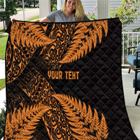 New Zealand Rugby Pacific Personalised Quilt All Gold Maori Pasifika Fern Pattern