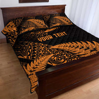 New Zealand Rugby Pacific Personalised Quilt Bed Set All Gold Maori Pasifika Fern Pattern