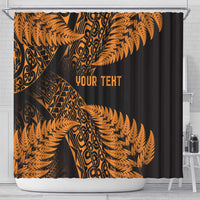 New Zealand Rugby Pacific Personalised Shower Curtain All Gold Maori Pasifika Fern Pattern