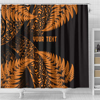 New Zealand Rugby Pacific Personalised Shower Curtain All Gold Maori Pasifika Fern Pattern