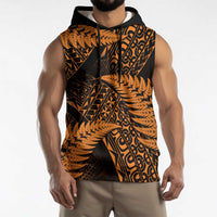 New Zealand Rugby Pacific Personalised Sleeveless Hoodie All Gold Maori Pasifika Fern Pattern - Polynesian Pride