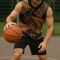 New Zealand Rugby Pacific Personalised Sleeveless Hoodie All Gold Maori Pasifika Fern Pattern - Polynesian Pride