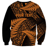 New Zealand Rugby Pacific Personalised Sweatshirt All Gold Maori Pasifika Fern Pattern