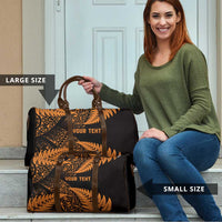 New Zealand Rugby Pacific Personalised Travel Bag All Gold Maori Pasifika Fern Pattern - Polynesian Pride