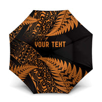 New Zealand Rugby Pacific Personalised Umbrella All Gold Maori Pasifika Fern Pattern LT9 One Size Folded 11.42 inch Opened Diameter 37.4 inch Gold - Polynesian Pride
