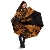 New Zealand Rugby Pacific Personalised Umbrella All Gold Maori Pasifika Fern Pattern LT9 - Polynesian Pride