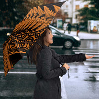 New Zealand Rugby Pacific Personalised Umbrella All Gold Maori Pasifika Fern Pattern LT9 - Polynesian Pride
