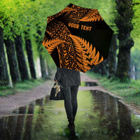 New Zealand Rugby Pacific Personalised Umbrella All Gold Maori Pasifika Fern Pattern LT9 - Polynesian Pride