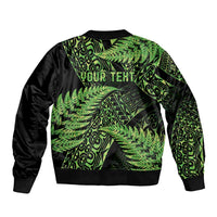New Zealand Rugby Pacific Personalised Bomber Jacket All Lime Maori Pasifika Fern Pattern