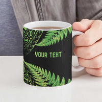 New Zealand Rugby Pacific Personalised Ceramic Mug All Lime Maori Pasifika Fern Pattern - Polynesian Pride