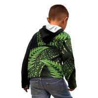New Zealand Rugby Pacific Personalised Kid Hoodie All Lime Maori Pasifika Fern Pattern