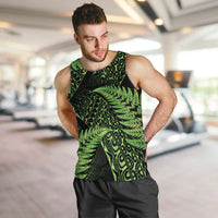 New Zealand Rugby Pacific Personalised Men Tank Top All Lime Maori Pasifika Fern Pattern
