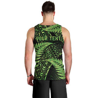 New Zealand Rugby Pacific Personalised Men Tank Top All Lime Maori Pasifika Fern Pattern