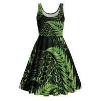 New Zealand Rugby Pacific Personalised Midi Dress All Lime Maori Pasifika Fern Pattern - Polynesian Pride