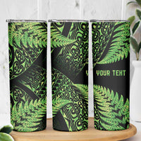 New Zealand Rugby Pacific Personalised Skinny Tumbler All Lime Maori Pasifika Fern Pattern