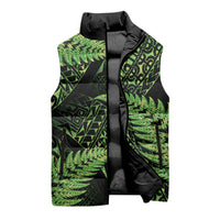 New Zealand Rugby Pacific Personalised Sleeveless Puffer Jacket All Lime Maori Pasifika Fern Pattern - Polynesian Pride