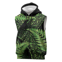 New Zealand Rugby Pacific Personalised Sleeveless Zip Hoodie All Lime Maori Pasifika Fern Pattern LT9 Lime - Polynesian Pride