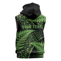 New Zealand Rugby Pacific Personalised Sleeveless Zip Hoodie All Lime Maori Pasifika Fern Pattern LT9 - Polynesian Pride