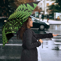 New Zealand Rugby Pacific Personalised Umbrella All Lime Maori Pasifika Fern Pattern LT9 - Polynesian Pride